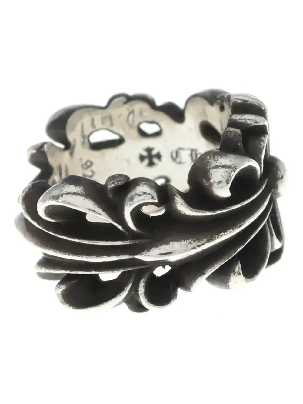 Chrome Hearts Dbl Flrl Crs Double Floral Cross Ring Silver
